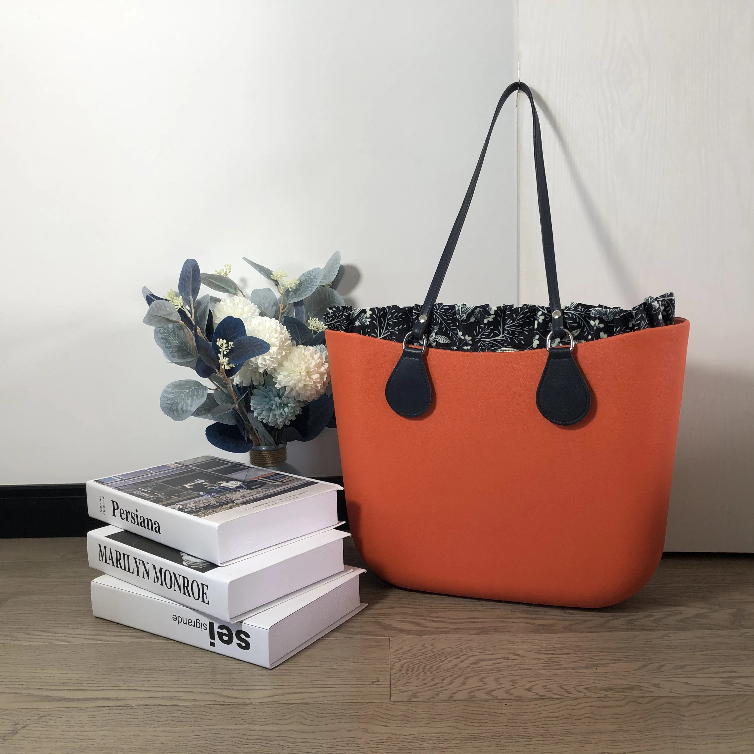 Classic Body Bag with 85cm Handles Floral Border Lining Insert Women Beach Waterproof EVA O Bag Obag Style Handbag Silicon image 4