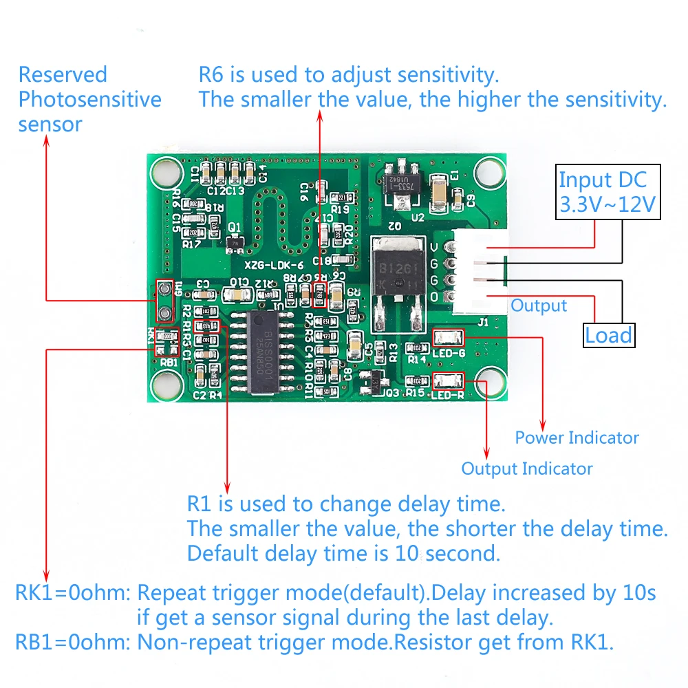 Microwave Radar Sensor Module 20W Voltage Output Switch Controller Detection Distance 0.2-12 Meters 5.8GHz DC 3.3V 5V 9V 12V 24V