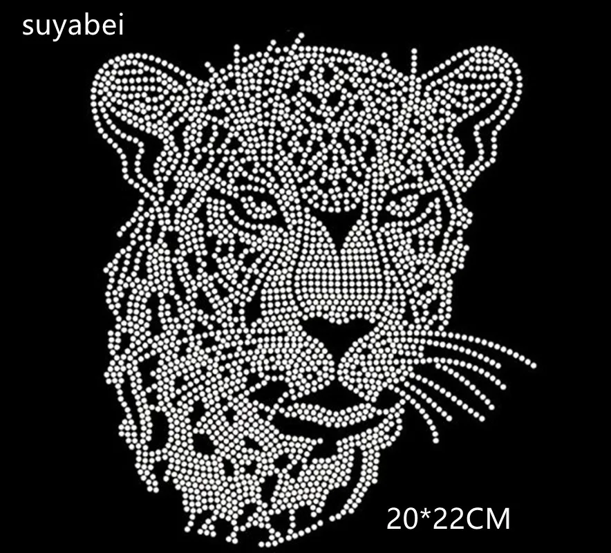 

leopard head rhinestones motif hot fix rhinestone applique hot fix rhinestone motif iron on transfer patches