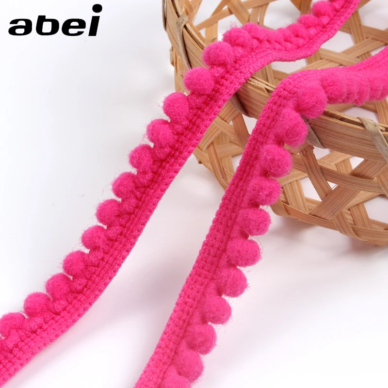 5Yards 10mm DIY Ball Lace Ribbon Wedding Craft Handmade Sewing Pom Pom Fringe Lace Trims Special Lace Fabric Supplier