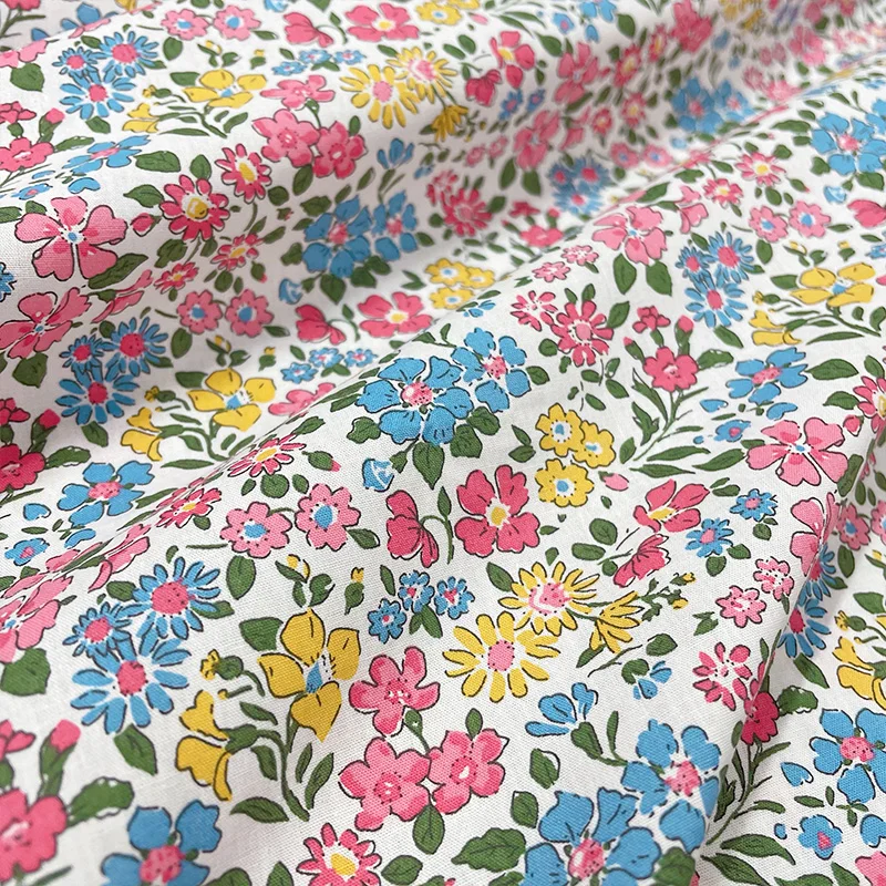 145x50cm Small Floral Poplin Cotton Fabric Making Summer Dress Children\'s Clothing Handwork Cloth