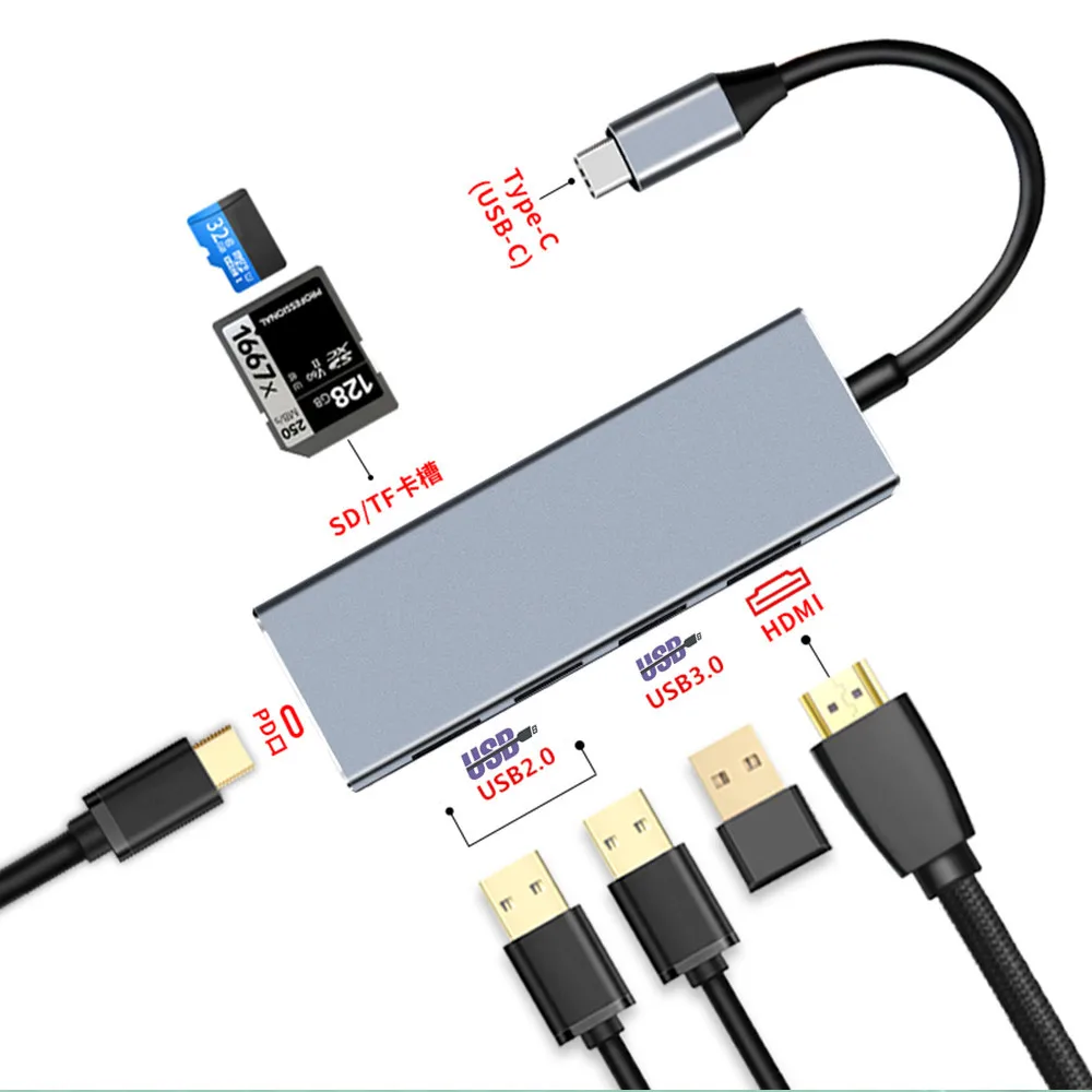 USB Type C Hub Type-C To HDMI 4K VGA Adapter RJ45 Lan Ethernet SD TF USB-C 3.0 Typec 3.5mm Jack Audio Video for MacBook Pro OTG