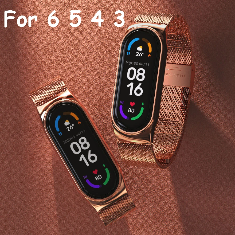 Tali Jam Tangan Baja Tahan Karat Mewah untuk Xiaomi Mi Band 6 5 4 Gelang Pintar Olahraga Dapat Dipakai Gelang Pengganti untuk Mi Band 3 4
