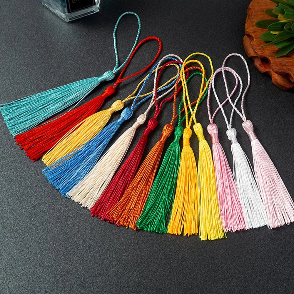 20Pcs 13cm Bookmark Tassels Fringe Brush Handmade Soft Craft Mini Tassels with Loops for DIY Crafts Jewelry Making Accessories