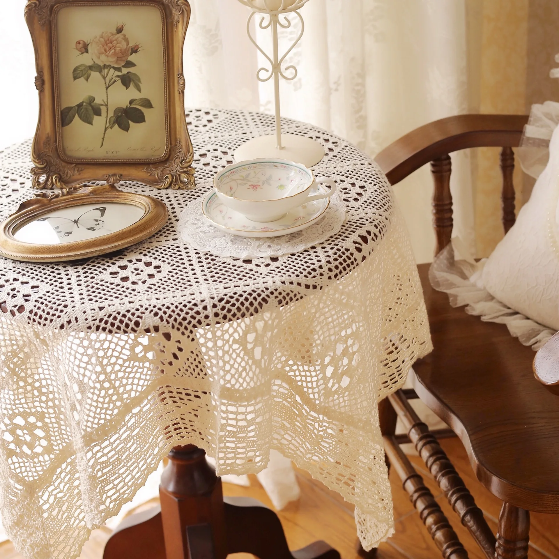 Lace Cotton Table Placemat Pad Cloth Crochet Tablecloth Cup Mug Tea Coaster Handmade Christmas Doily Kitchen Dining Table Cover