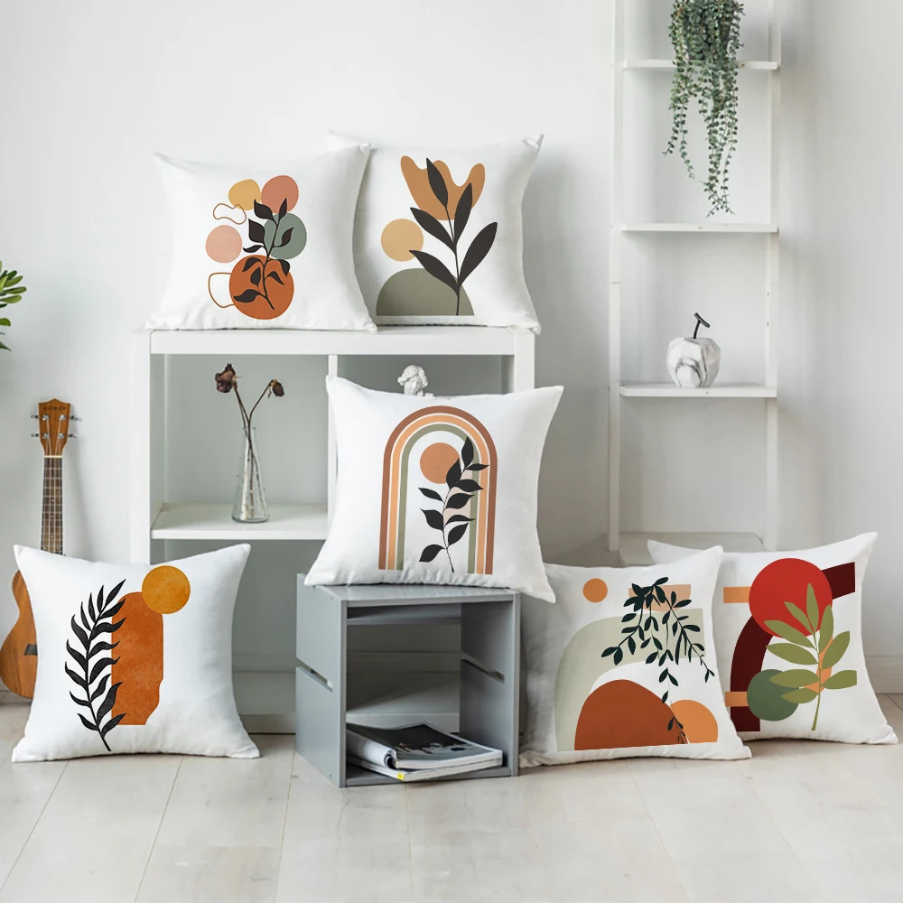 

Nordic Geometric Plant Print Cushion Cover Pillow Cases Home Outdoor Balcony Sofa Living Room Aesthetic Decoration Pillowcase