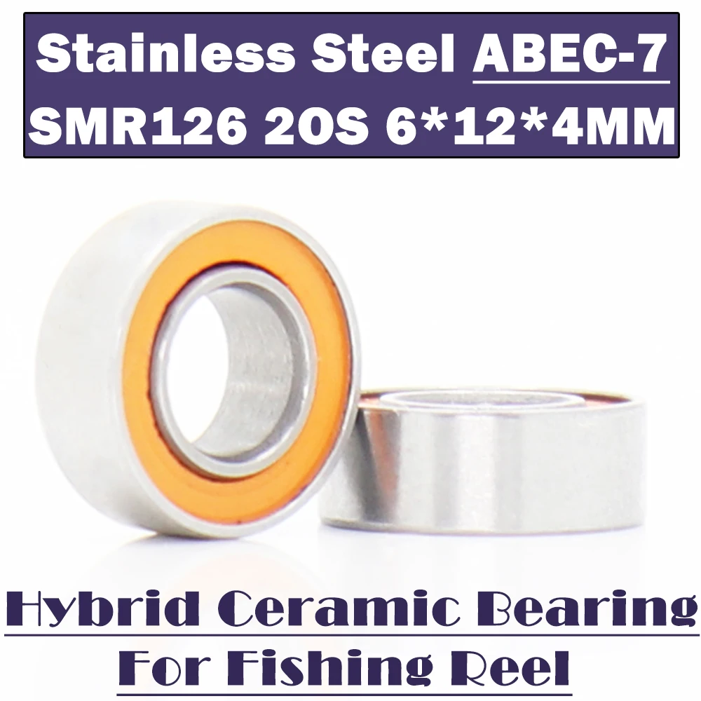 SMR126 2OS 6*12*4 mm CB ABEC-7 ( 2 PCS ) Stainless Steel Hybrid Ceramic Bearing Ocean Fishing Reels Ball Bearings SMR126C