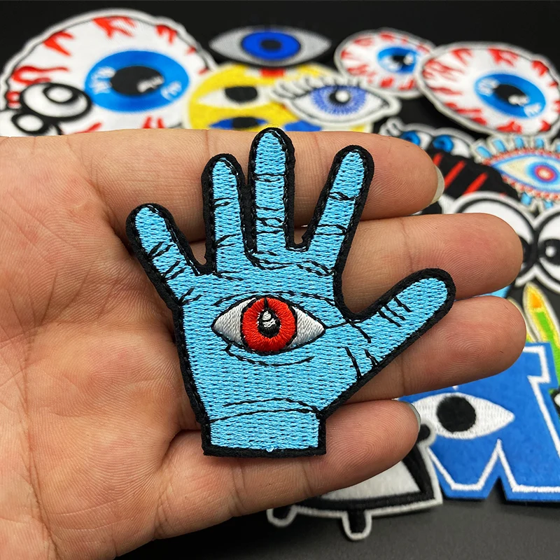 23PCS/Lot eyes eyeball Clothes Patch badges iron on Punk Embroidery for Clothes Stickers Garment Accessories