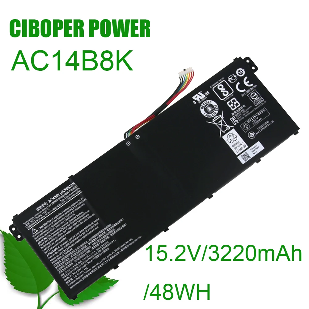 Laptop Battery AC14B8K 15.2V/3220mAh/48WH For CB3-111 CB5-311 ES1-511ES1-512 ES1-520 S1-521 ES1-531ES1-731 E5-771G V3-371 V3-111