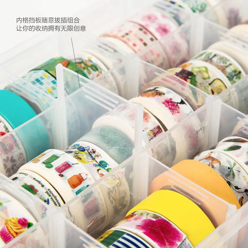 Kawaii Cute Washi Tape Organizer Vintage Washi Tape Storage Adjustable Washi Tape Box School Office Students Stationery Supplies