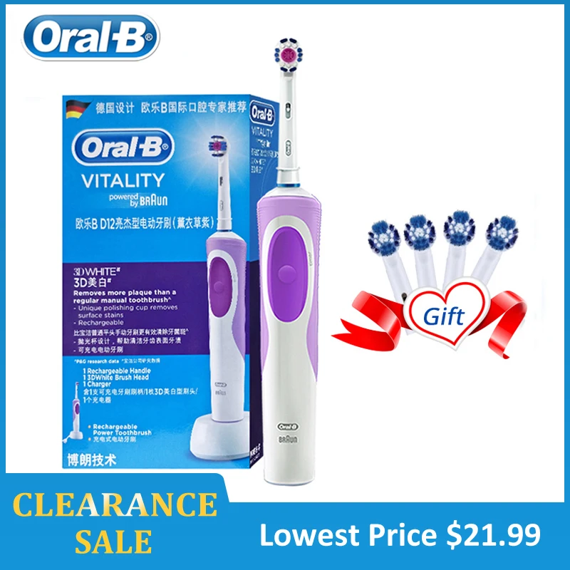 

Oral B Electric Toothbrush 2D Precision Cleaning Whiten Teeth Inductive Charging Full Body Waterproof Teeth Brush Clearance Sale