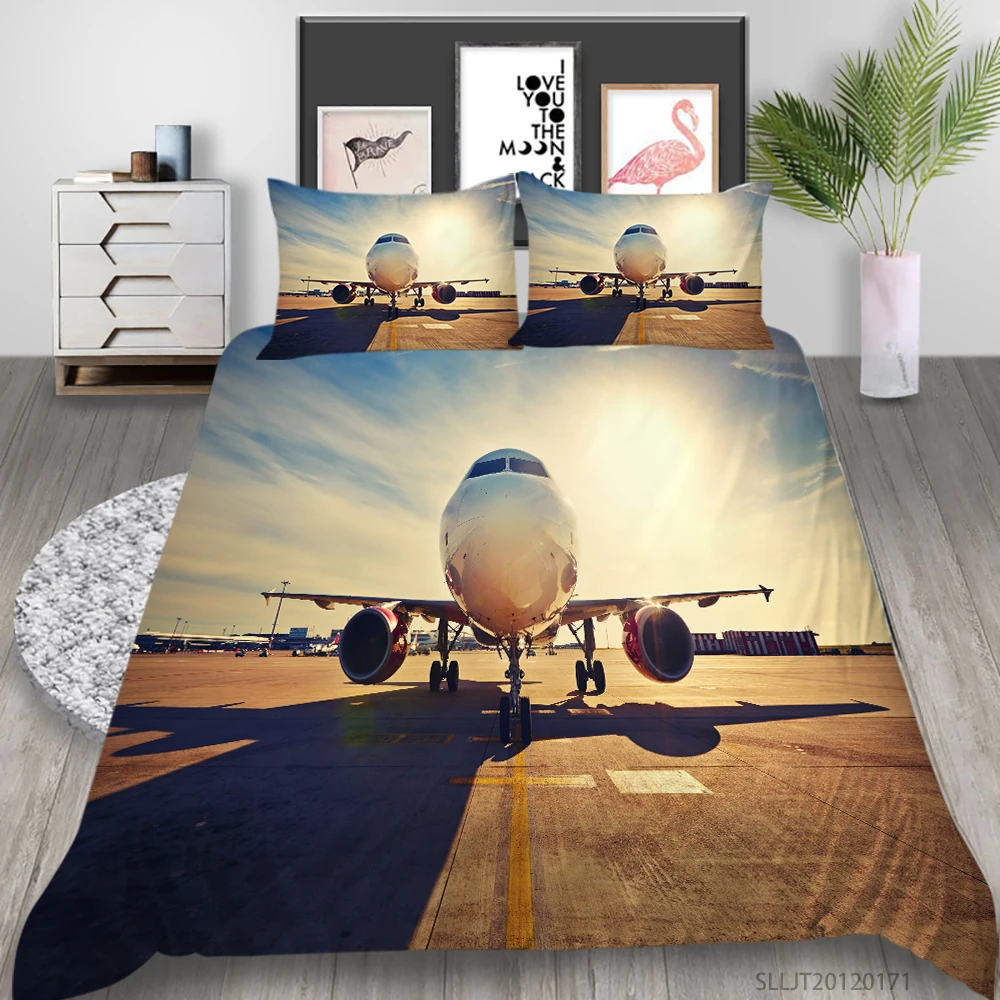 

Home Textile 3D Bedding Set Airplane Print Duvet Cover Set King Queen Full Double Boys Teen Adult Bedroom Decoration 2/3 Pcs