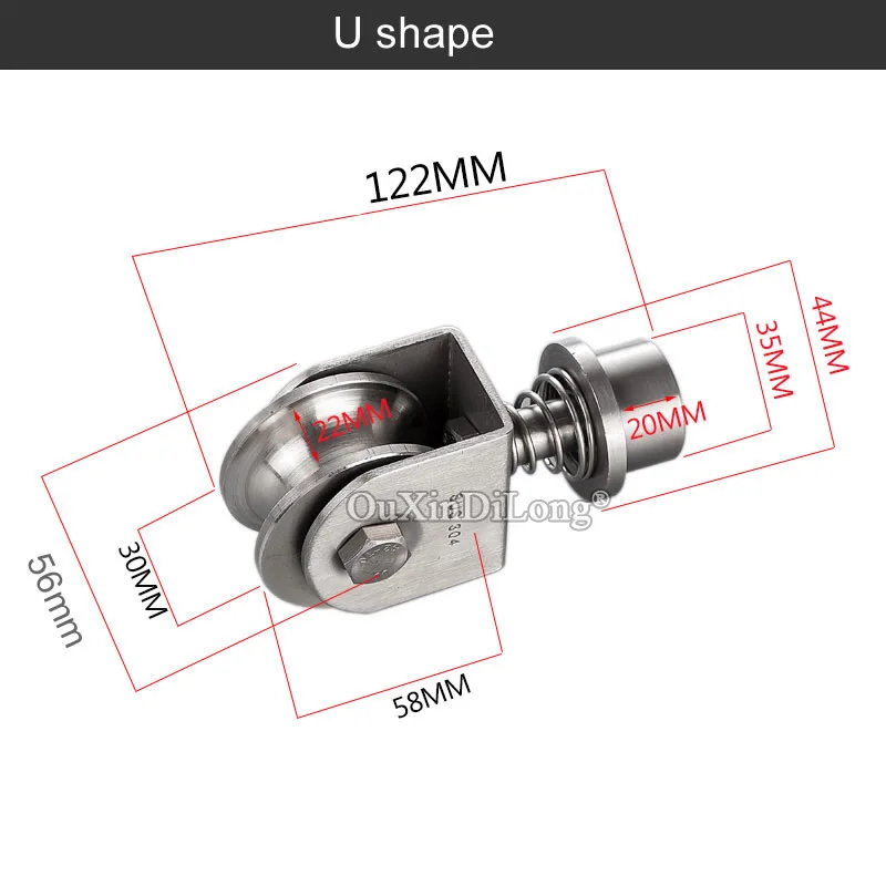 1PCS 304 Stainless Steel Spring Universal Bearing Track Pulley U Type V Type H Groove Pulley Lifting Sliding Door Wheels GF580