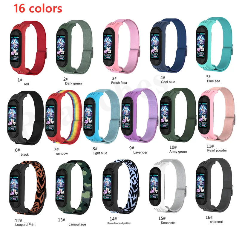 Nylon elastic Replacement Bracelet for Xiaomi MI Band 7 6 5 strap Sport Breathable Wristband 4 3 Smart Watch Accessories Loop