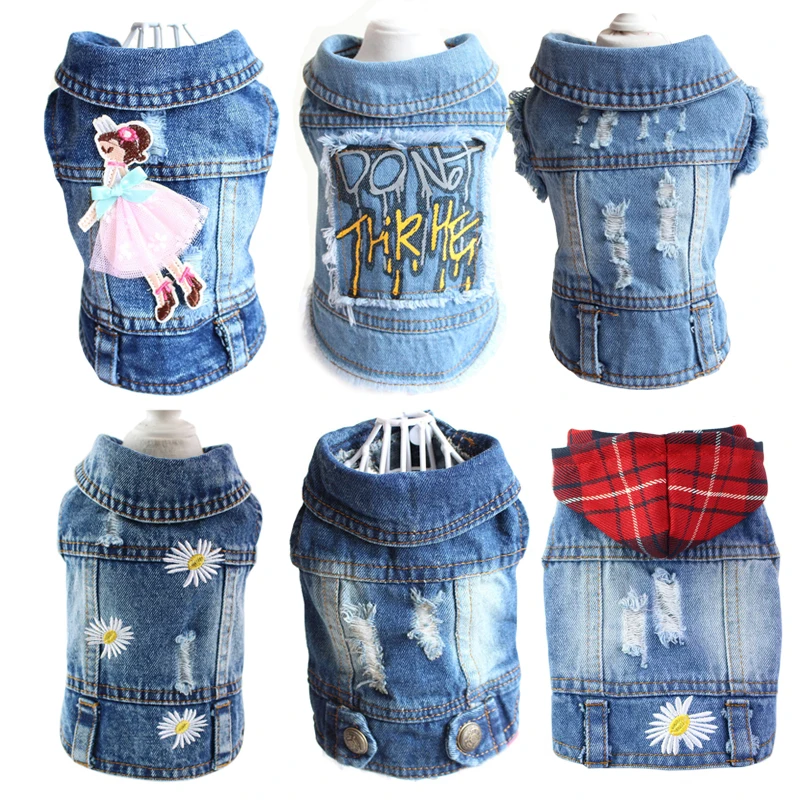 Spring Denim Dog Vest, Shih Tzu Clothes for Small Dogs, Yorkshire Terrier, Puppy Jeans Jacket, Chihuahua Apparel, Cat Clothes