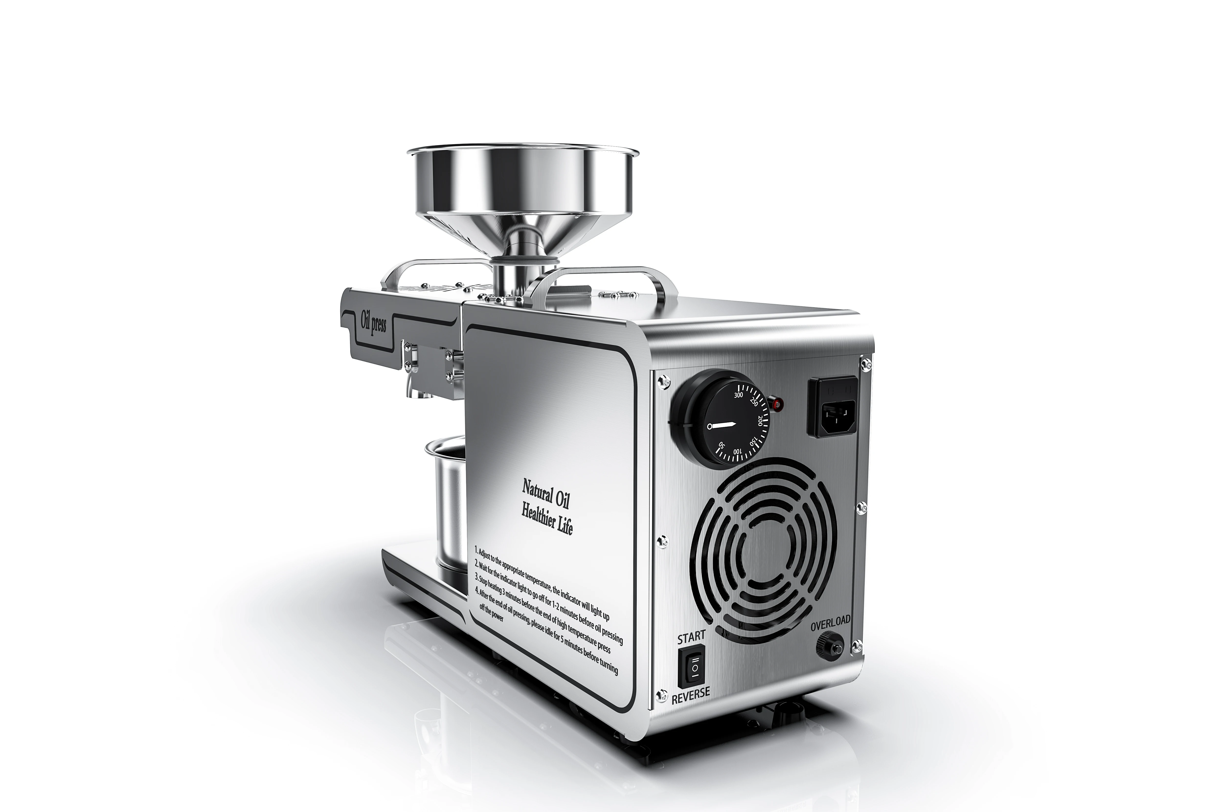 Prensa de aceite eléctrica automática para uso doméstico, máquina de freír de acero inoxidable, temperatura ajustable, Extractor caliente en frío de fácil funcionamiento