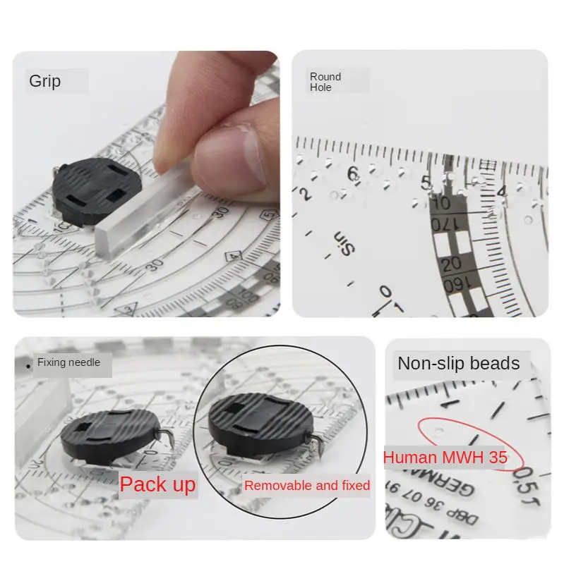 Germany Kumm 293c Compasses Ruler Protractor Set Square Four-in-One High Transparent Multi-Function Set Square