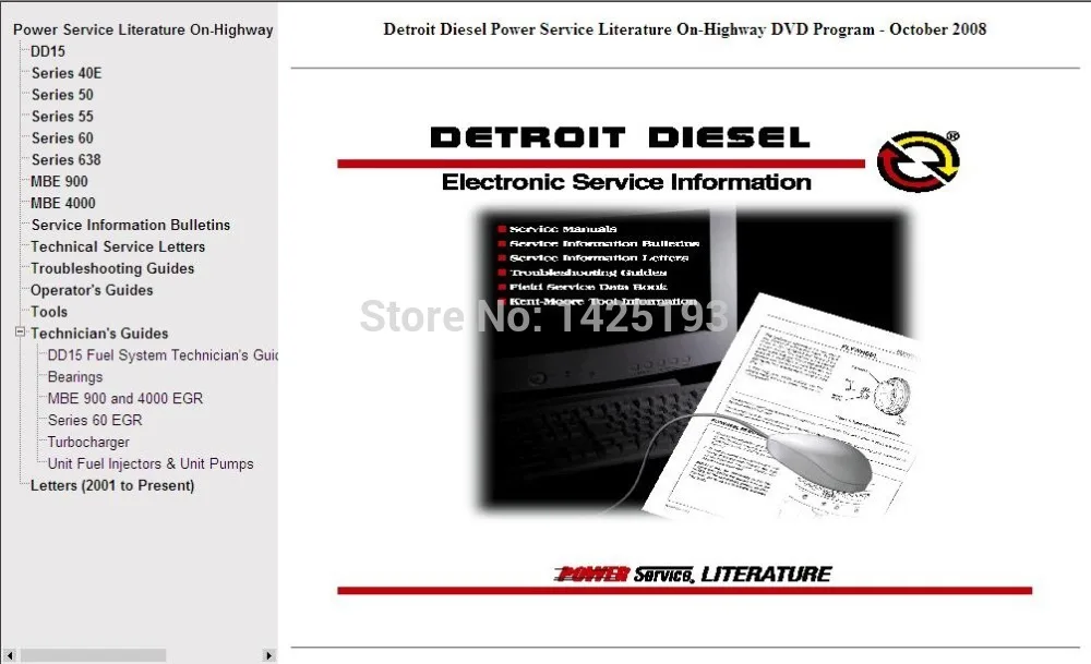 Detroit Diesel Power Service Literature On-Highway DVD 2008