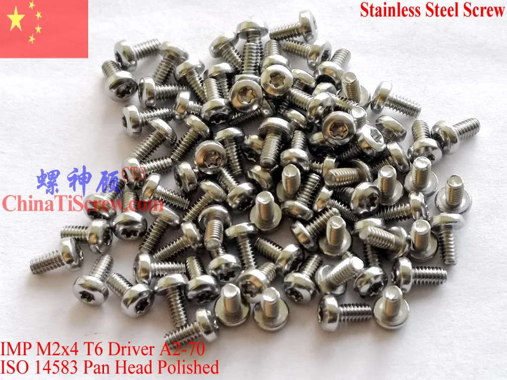 ISO 14583 Stainless Steel M2 Screws M2x3 M2x4 M2x5 M2x6 M2x7 M2x8 M2x10 M2x12 Pan Head T6 Driver A2-70 Polished ROHS 100 pcs