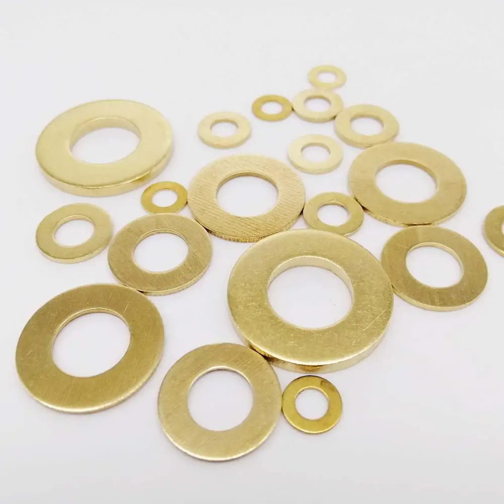 10/50pcs GB97 DIN125 Solid Brass Copper Flat Washer Plain Gasket Pad Meson for M2 M2.5 M3 M4 M5 M6 M8 M10 M12 Screw Bolt