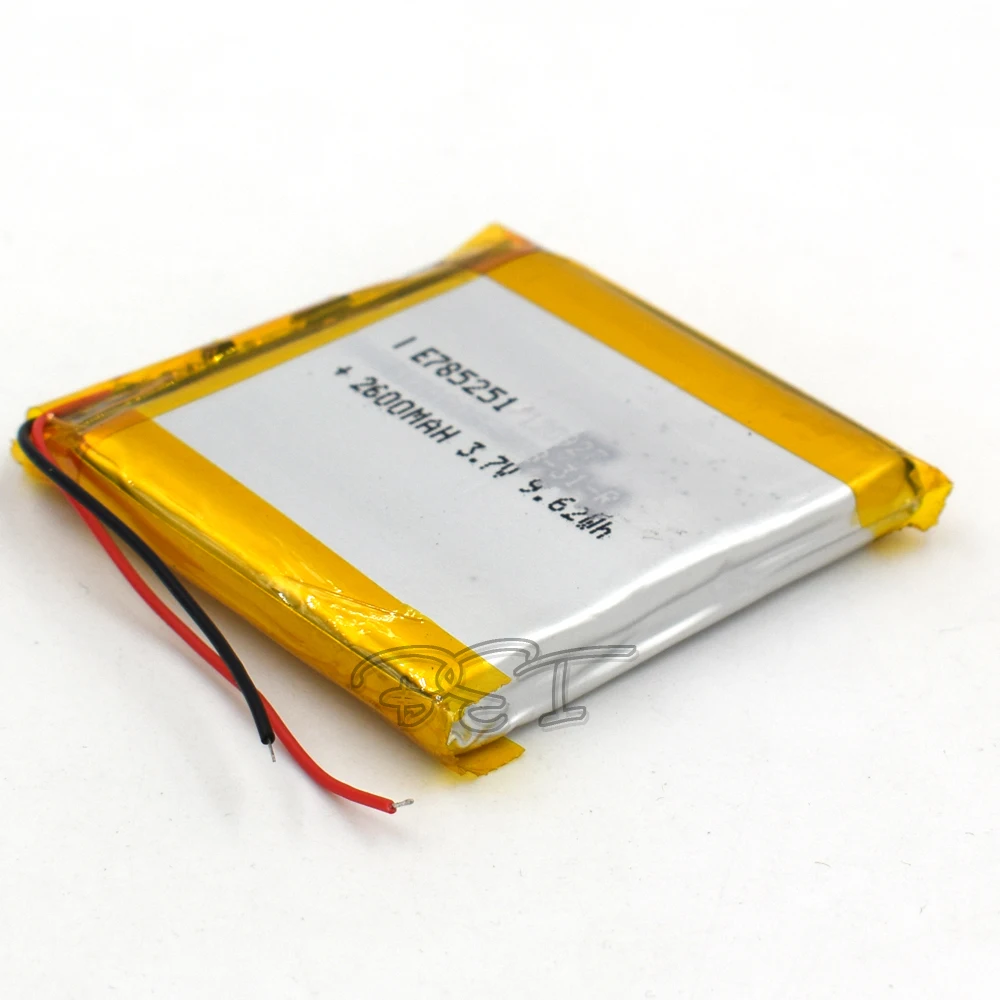 5Pcs 3.7V Lithium Battery Li-polymer Rechargeable Cell Li-ion Polymer 785251 2600mAh For PSP Navi GPS MP3 MP4 Speaker Camera