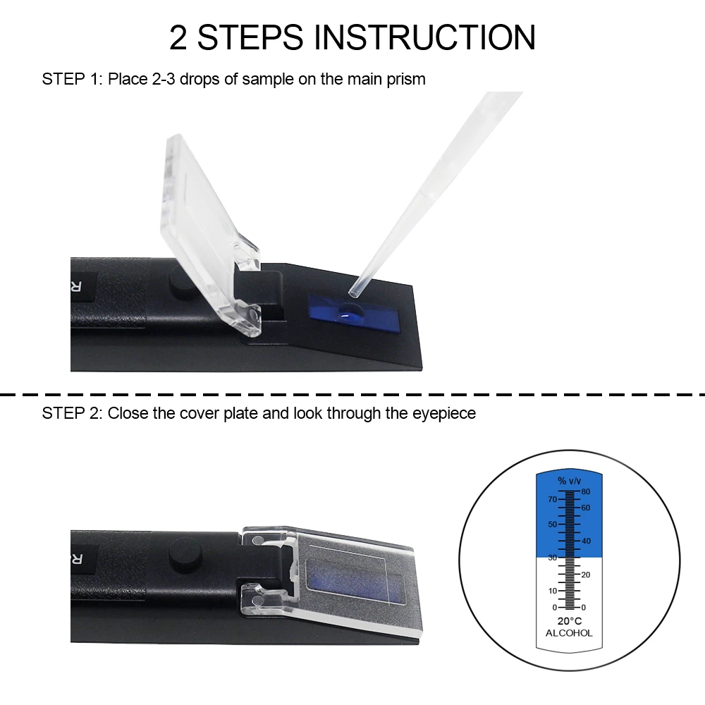 Handheld 0-80% Alcohol Refractometer Drank Concentratie Gedestilleerd Tester Meter Densimeter Alcohol Atc Refrectometer