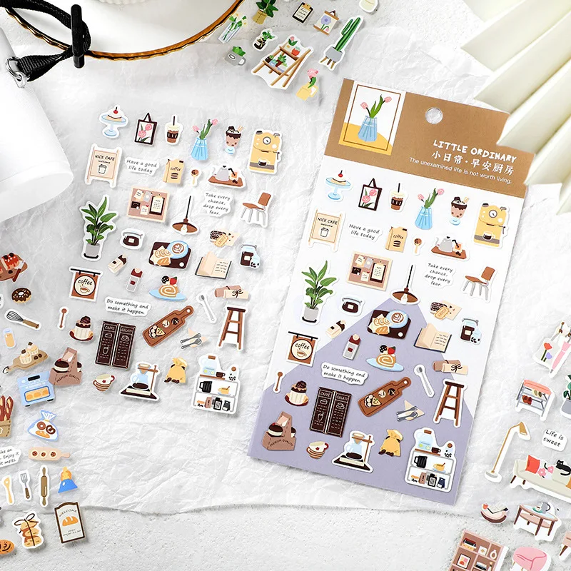 Diy Cute Food Warm Home Decorative Diary Album Calendar Adhesive Sticker Scrapbooking Craft