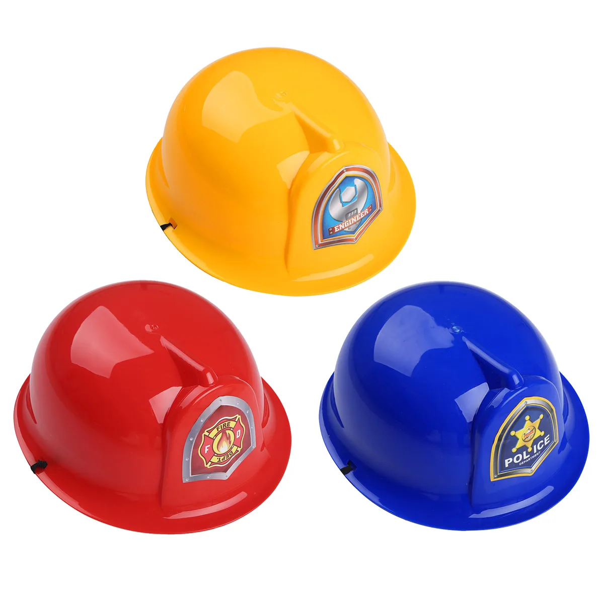 Kids Children Plastic Fireman Helmet Police Engineer Hat Halloween Cosplay Costume Fancy Dress Accessories Pretend Role Play