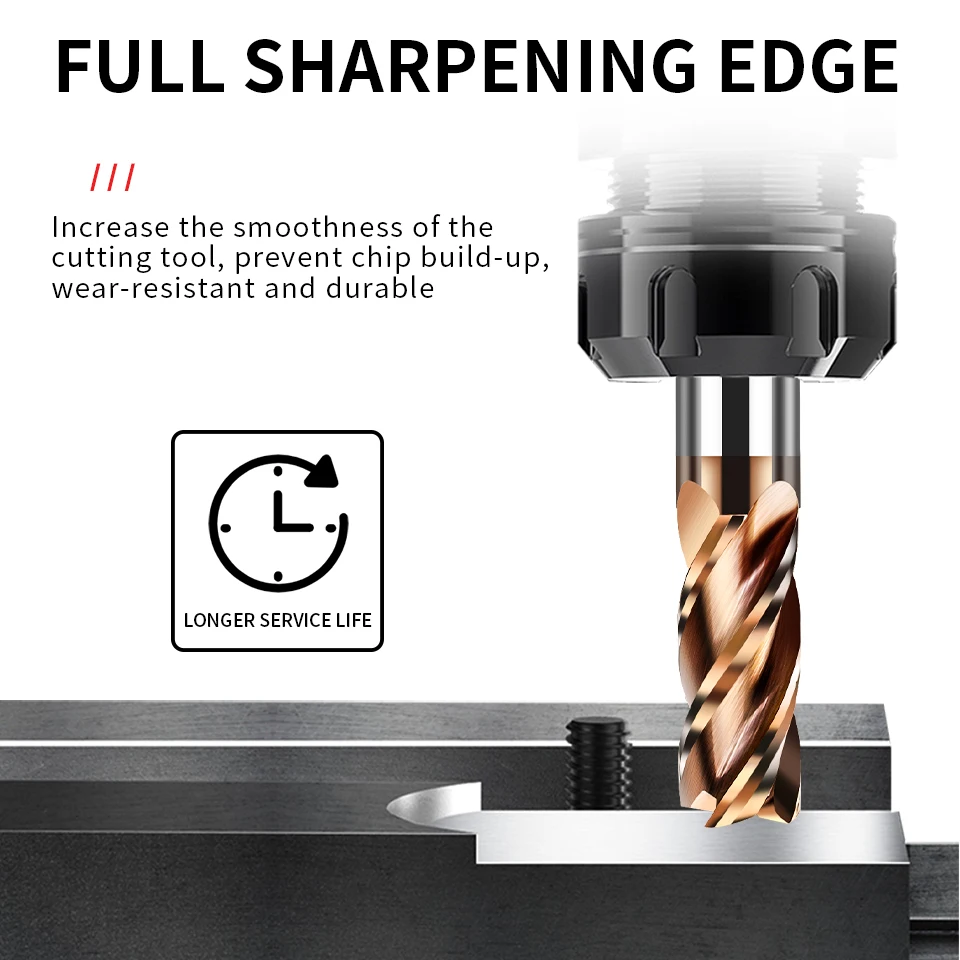 Imagem -03 - Augusttool Hrc55 Carboneto End Mill Flautas de Moagem Cortador de Revestimento de Liga de Aço de Tungstênio Ferramentas de Corte Cnc Maching Endmills