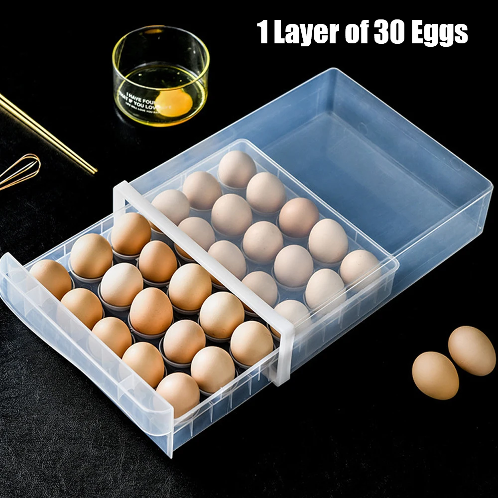 Kitchen Supplies Transparent Refrigerator Egg Holder Organizer Egg Storage Box Drawer Box Case Double Layer Egg Tray