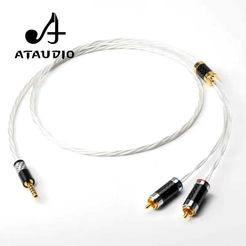 ATAUDIO Silver HIFI 4.4mm to 2 RCA Audio Cable Sony WM1A/1Z PHA-1A/2A Z1R 4.4mm to dual rca Upgrade Cable