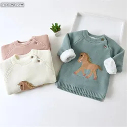 Baby Sweater Newborn Baby Boys Sweaters Thick Fleece Unicorn Kids Sweaters Toddler Cardigan Knitted Baby Clothes Girls Sweater