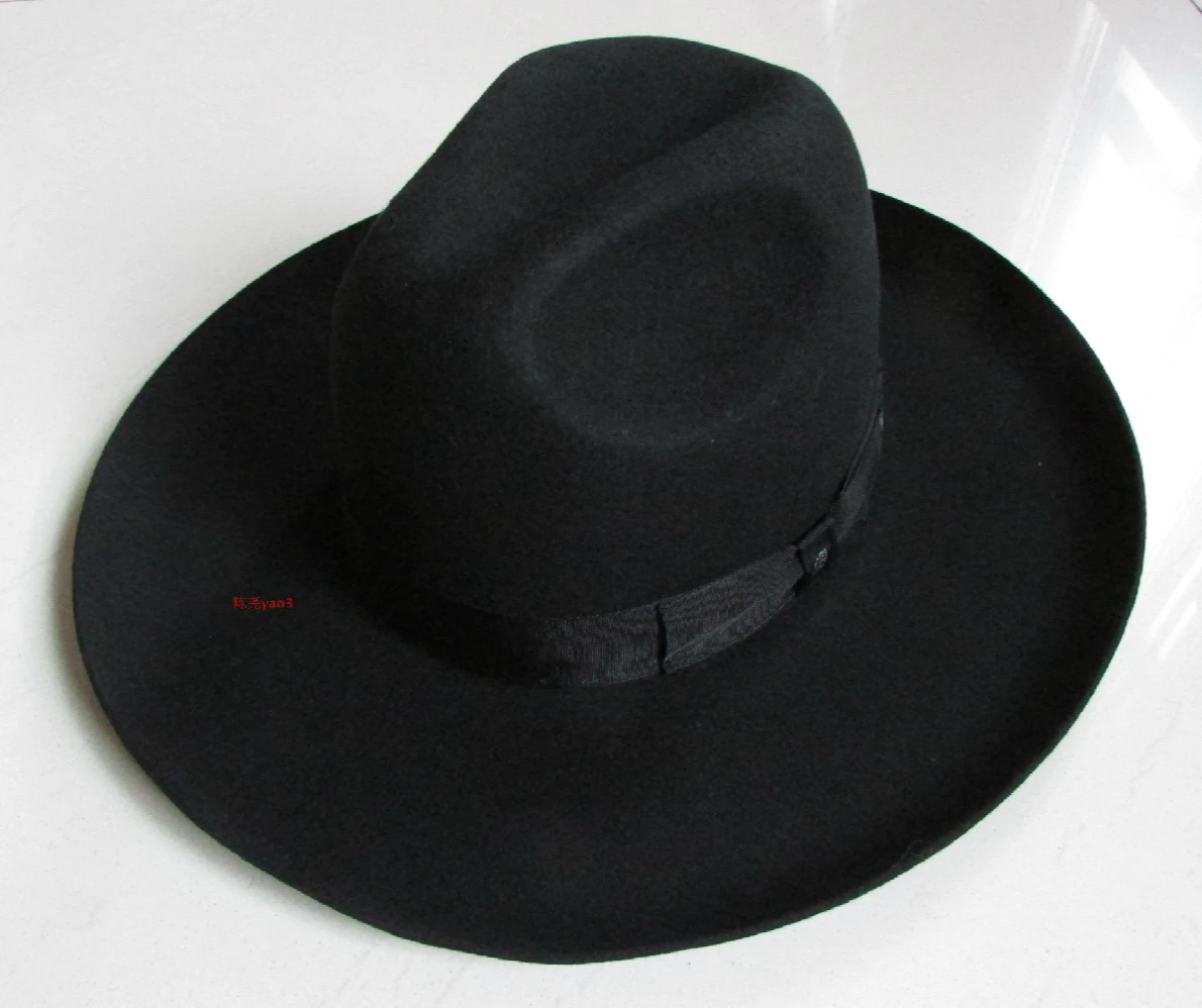 X053 Adult 100% Wool Top Hat Export Original Sheet / Israeli Jewish Hat / Felt Hat with Big Eaves 10cm Brim Woolen Fedora Hats