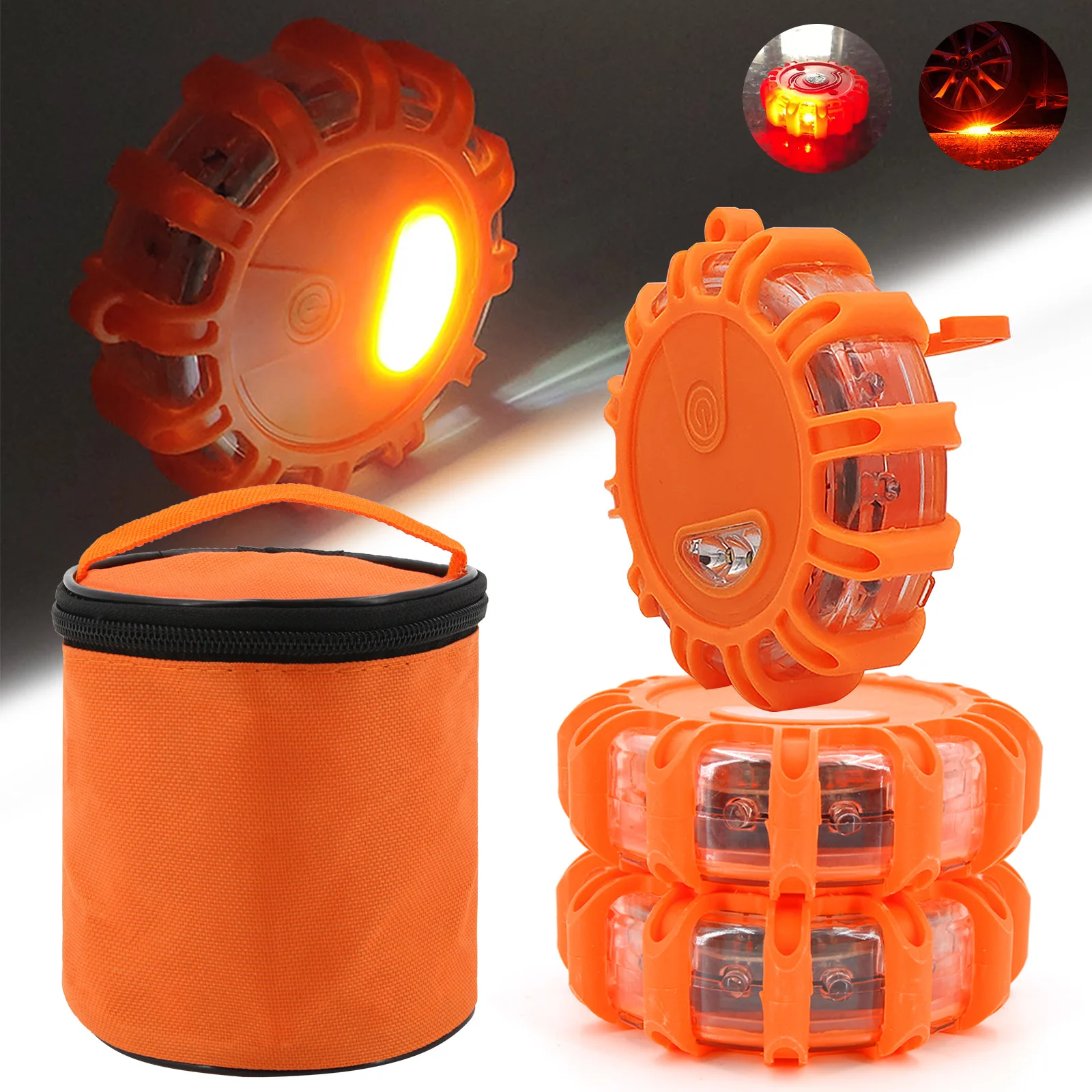 Magnetic Emergency Roadside Safety Light Road Flares Rescue Light LED Strobe Warning Light Flashlights Car Beacon Lamps