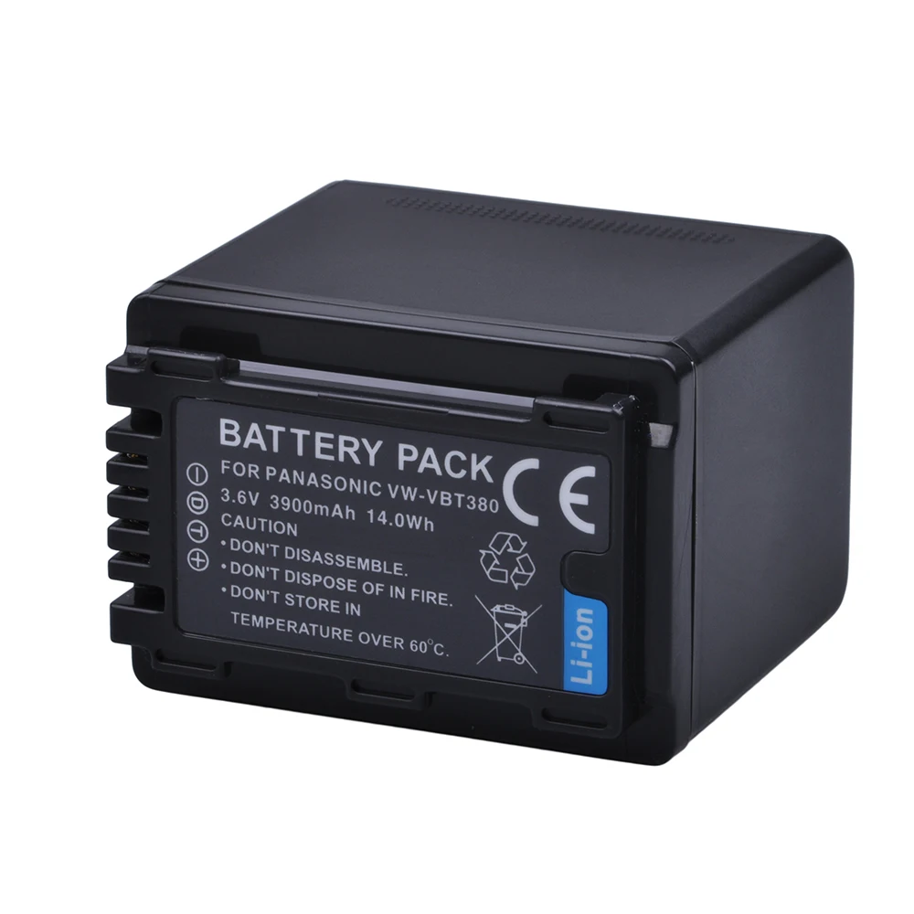 1pc VW-VBT380 VW VBT380 VBT190 Li-ion Battery+USB Charger for Panasonic HC-V180GK HC-V380GK HC-W580GK HC-W580MGK HC-V110 HC-V130