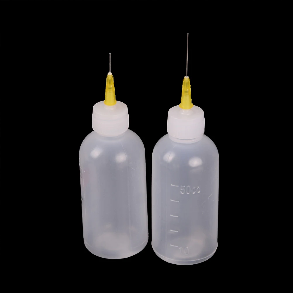 1pc Multifunction DIY Model Making 50ml Plastic Dispensing Bottle with Syringe Needle Glue Alcohol Paint Bottle