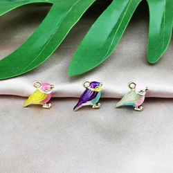 10pcs/pack 14*17mm 3D Cute Bird sparrow enamel Charms Connector fit Necklace bracelet DIY Fashion Jewelry Accessory