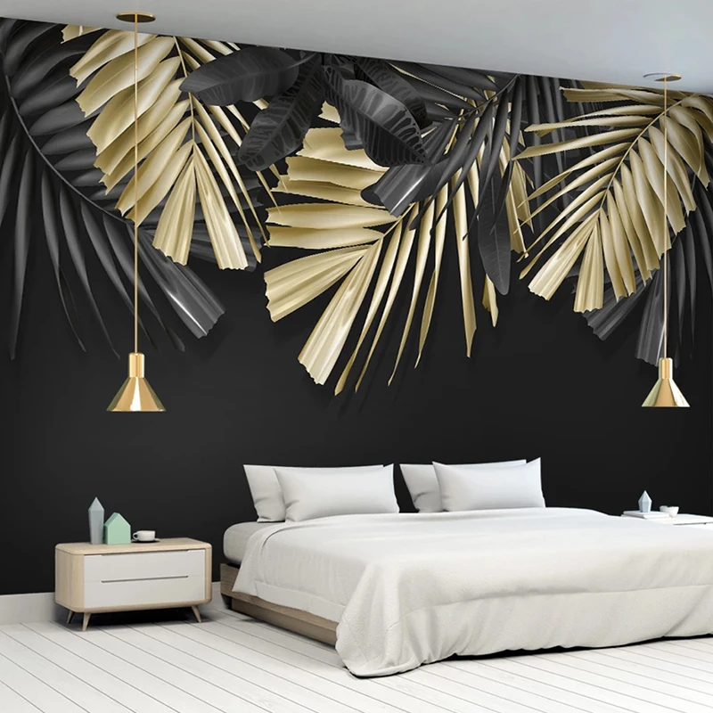 Self-Adhesive Wallpaper 3D Hand Painted Tropical Plant Leaves Photo Wall Mural Living Room Bedroom Sticker Fresco