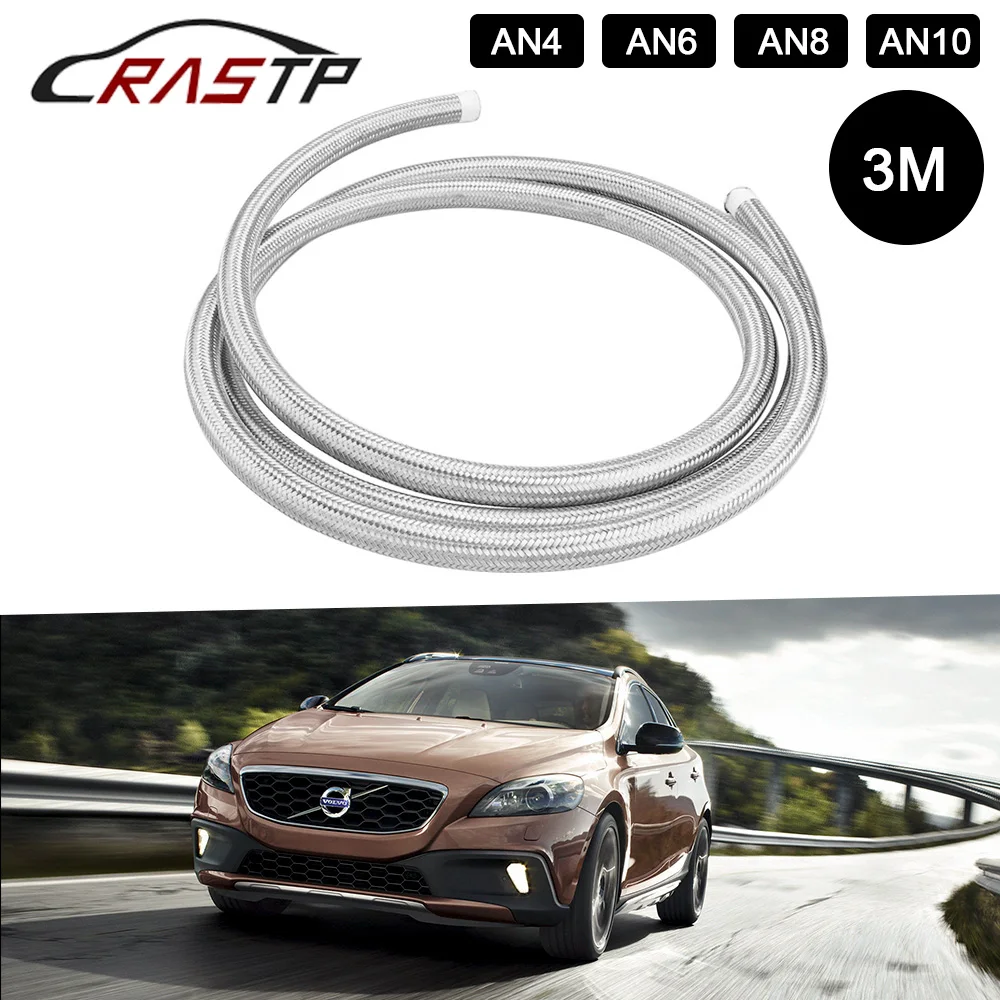 

3Meter AN4 AN6 Oil Line Hose Stainless Steel Braided PTFE Brake Fuel Hose Pipe Oil Cooler Tubing Fuel Supply RS-HR016-3M