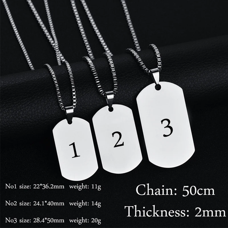 Stainless Steel Custom Personalized Necklace 3 Colors Photo Numbers Name Free Engrave Necklaces For Women Men Valentines Gifts