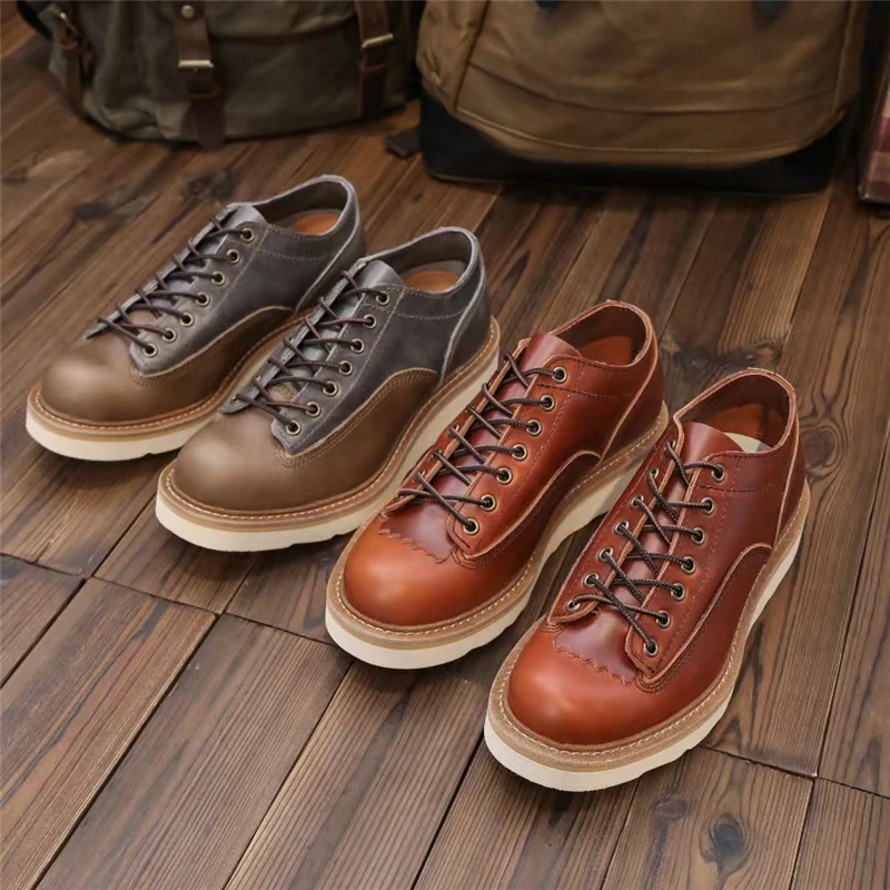 2022 Vintage British Handmade Casual Men Ankle Boots Autumn Winter Outdoor Work Cow Leather Shoes Tooling Desert Motorcycle Boot