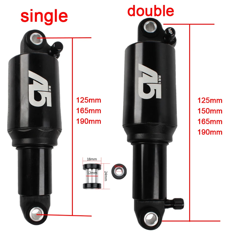 KS A5 bicycle double single air 125mm / 150mm / 165mm / 190mm / rear cylinder shock absorber bicycle parts