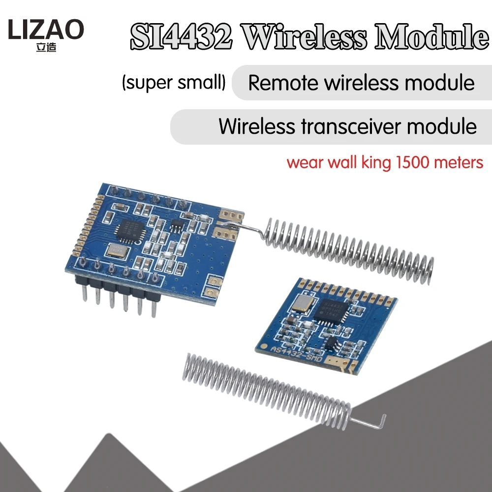 1 Set Mini SI4432 Remote Wireless Transceiver Communication Module 240MHZ-930MHZ + Spring Antenna, Distance 1000m