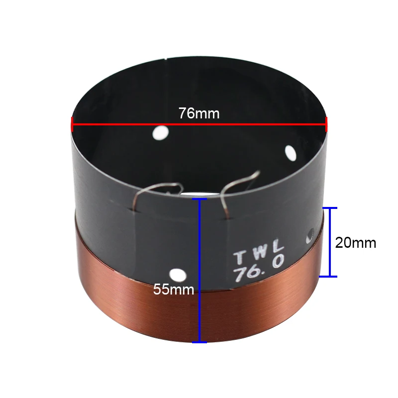 76 millimetri Contrabbasso Bobina 6Ohm Due Strati di Alluminio Nero di Scheletro Fili di Rame 500W-680W Ad alta potenza Bobina Per Woofer Altoparlante 2pcs