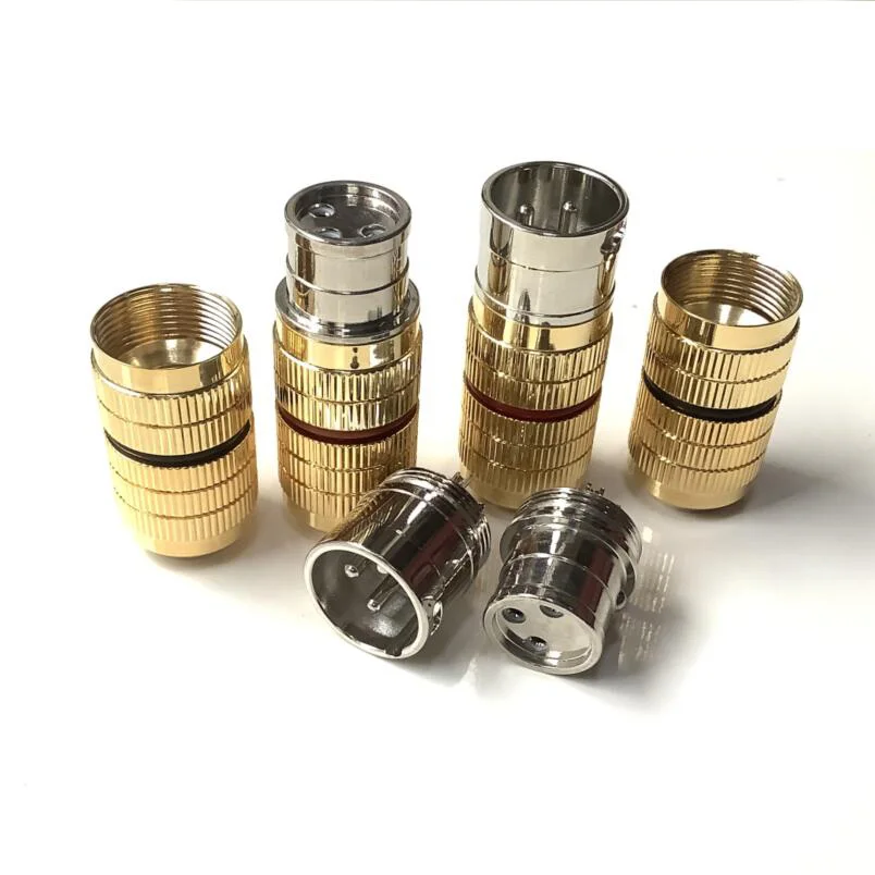 4 pces hi-end banhado a ouro xlr plug conector de áudio de alta fidelidade 3pin macho fêmea preto vermelho amplificador de áudio xlr equilíbrio interconnector cabo
