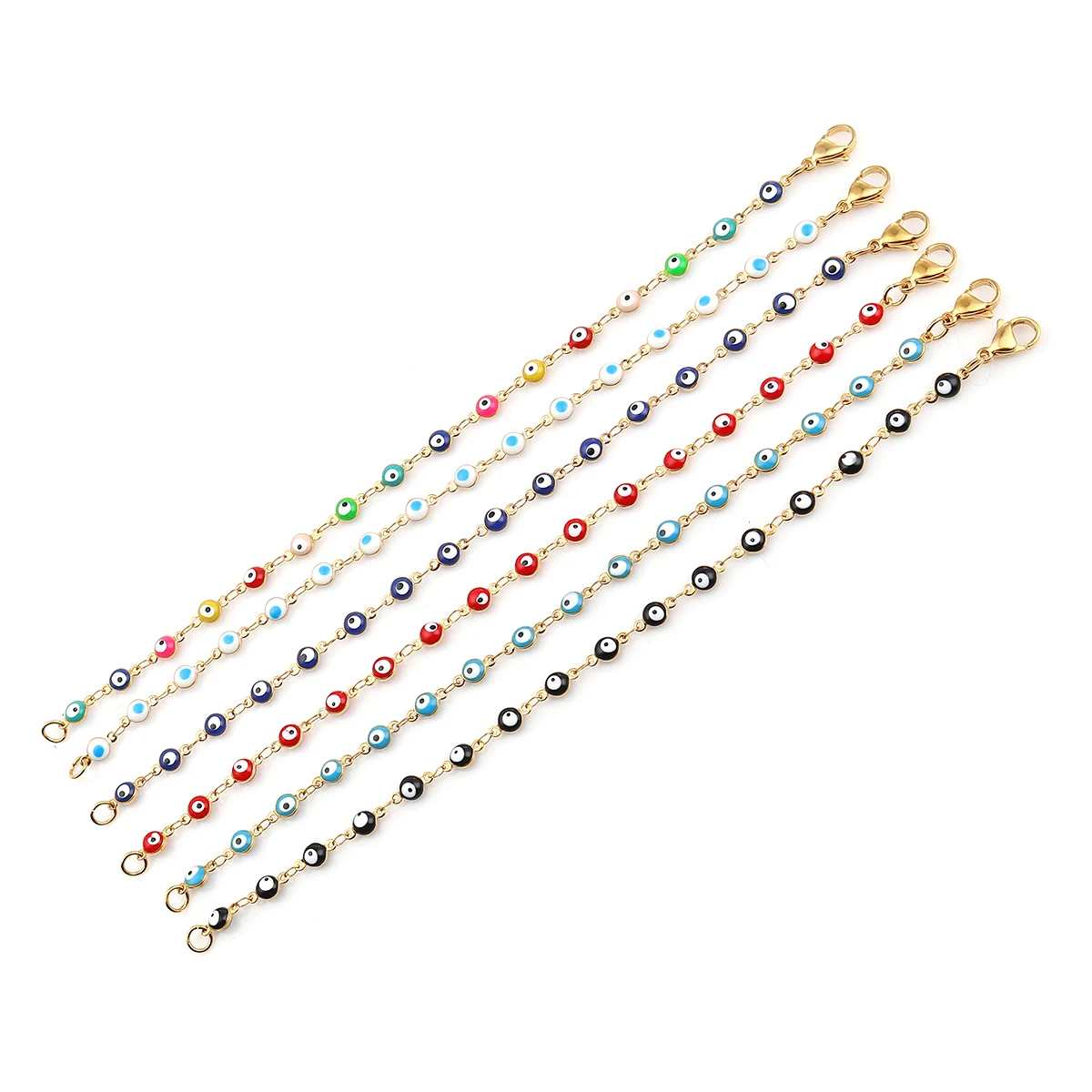 304 Stainless Steel Bracelets Gold Color Link Chain Multicolor Evil Eye Enamel Bracelets For Women Man Gift 19.2cm ,1 Piece