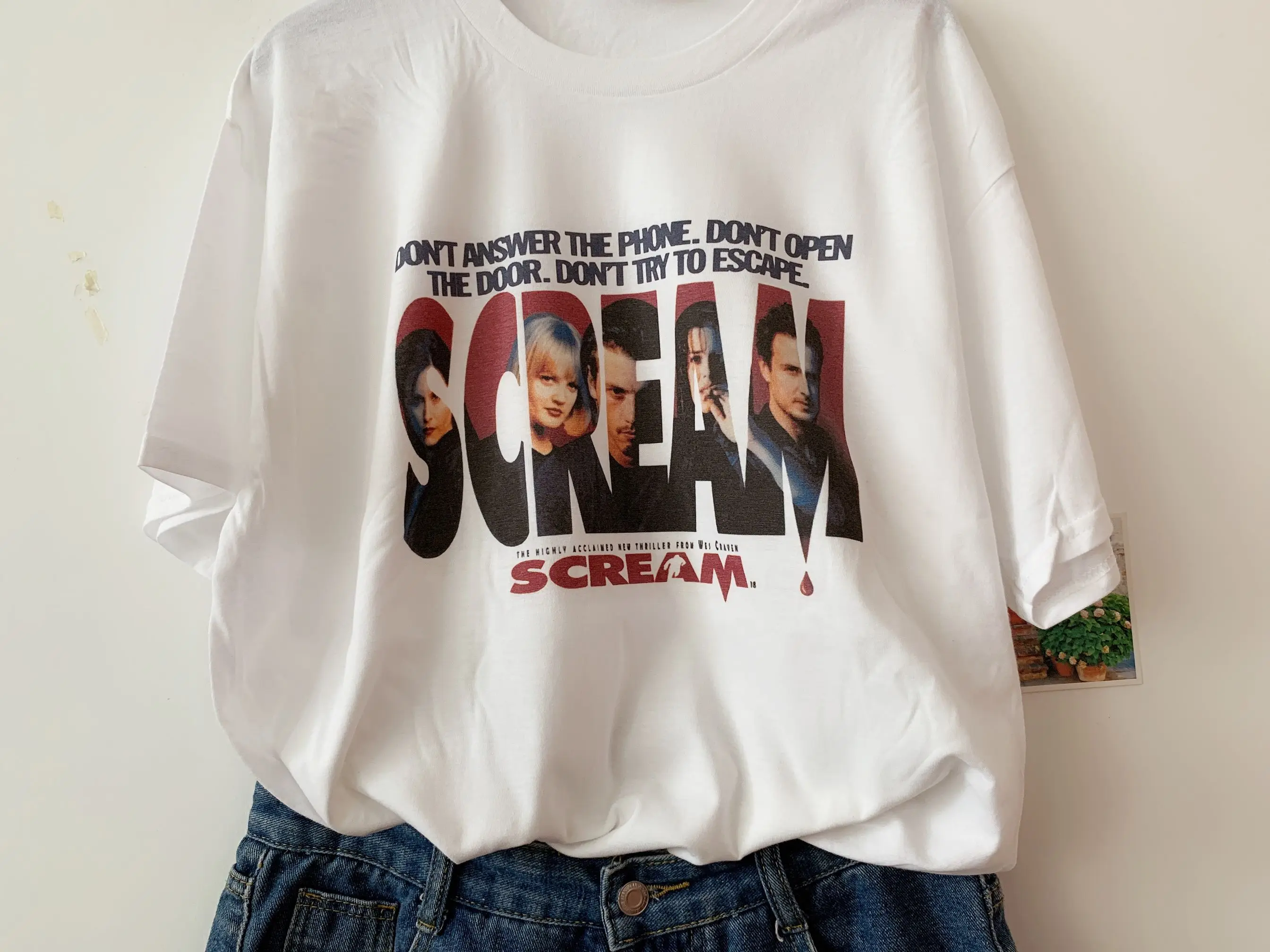 sunfiz HJN Men Tops Scream Movie T-shirt. Ghostface Horror Skeet Ulrich Loomis Comfortable T Shirt,Casual Short Sleeve Tee