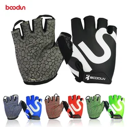 Boodun-MTB Bicycle Cycling Gloves, Half Finger, Fitness, Sports Silicone Gel, Anti-Slip, Breathable, Road Bike Gloves