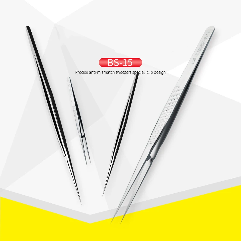 Pinzas de precisión de acero inoxidable para reparación de teléfonos, micropinzas Ultra puntiagudas de 147mm, antidesajuste, Chip IC
