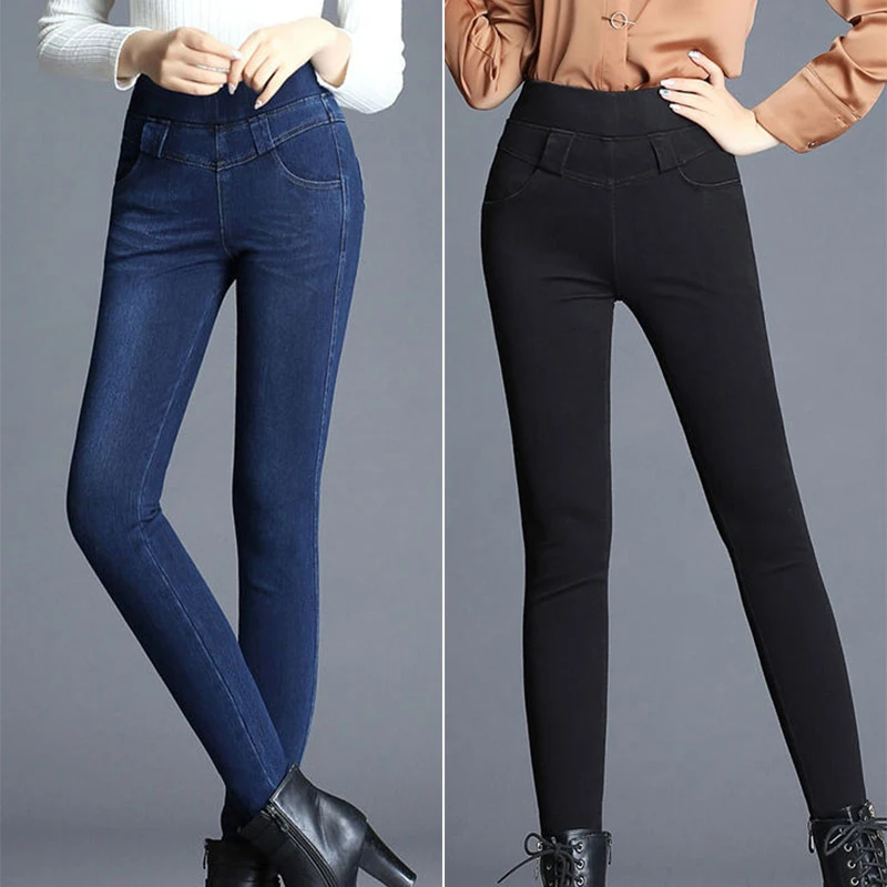 Winter Jeans For Women Outdoor Warm Thermal Fleece Jeans Pants Super Comfy Stretch Skinny Ladies Jeans Pantalones Vaqueros Mujer